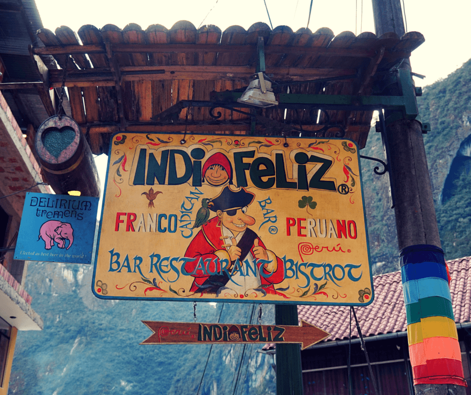 Indio Feliz restaurant in Aguas Calientes