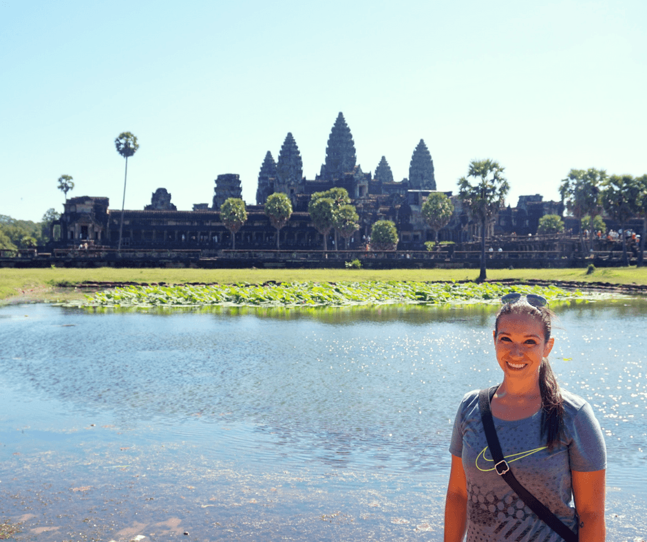 photo in front of Angkor Wat