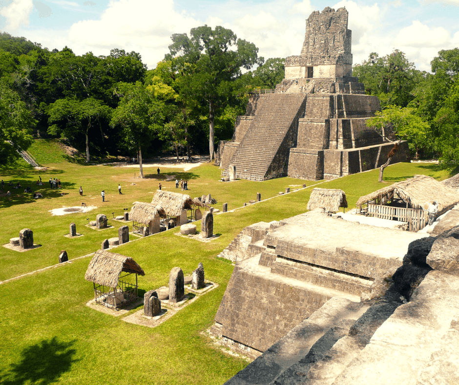 View of Mayan ruins in Tikal Guatemala