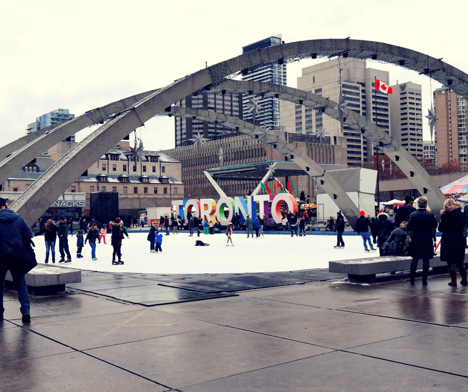 Toronto sign in Nathan Phillips Square in Toronto