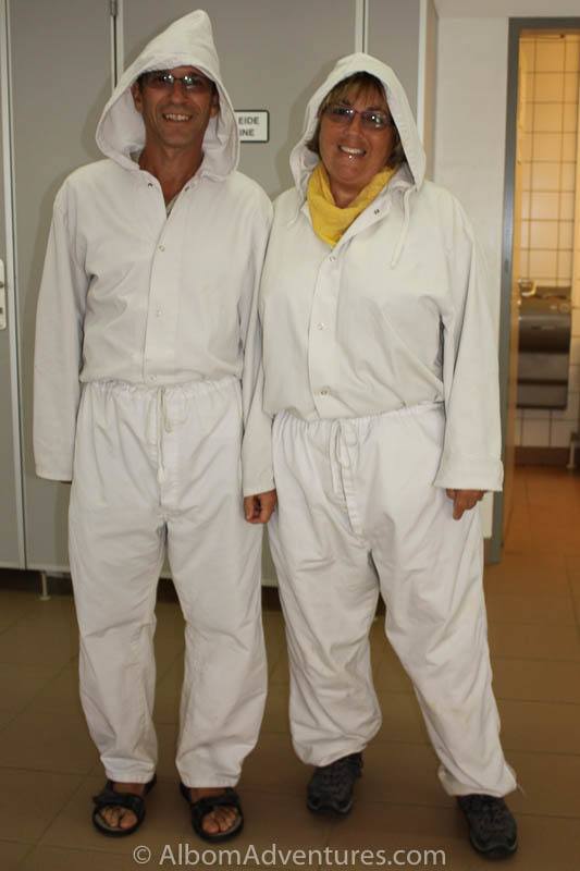 Rhonda and Jeff Albom ready to enter a salt mine in Austria