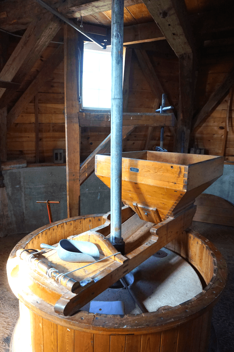 Inside the Danish windmill in Iowa is a 2,000 pound grindstone
