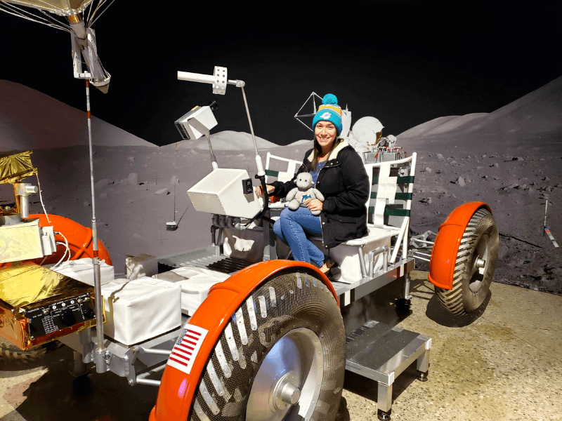Sitting on a lunar rover in Huntsville Alabama