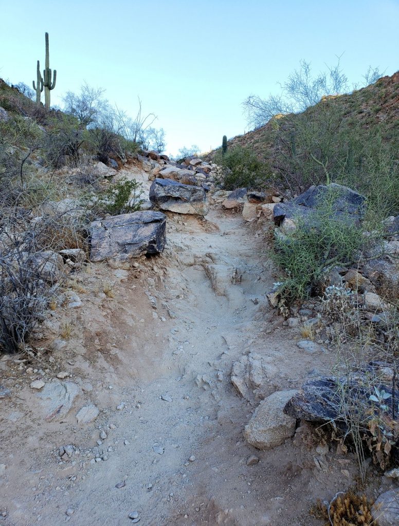 The trail then becomes dirt and gravel