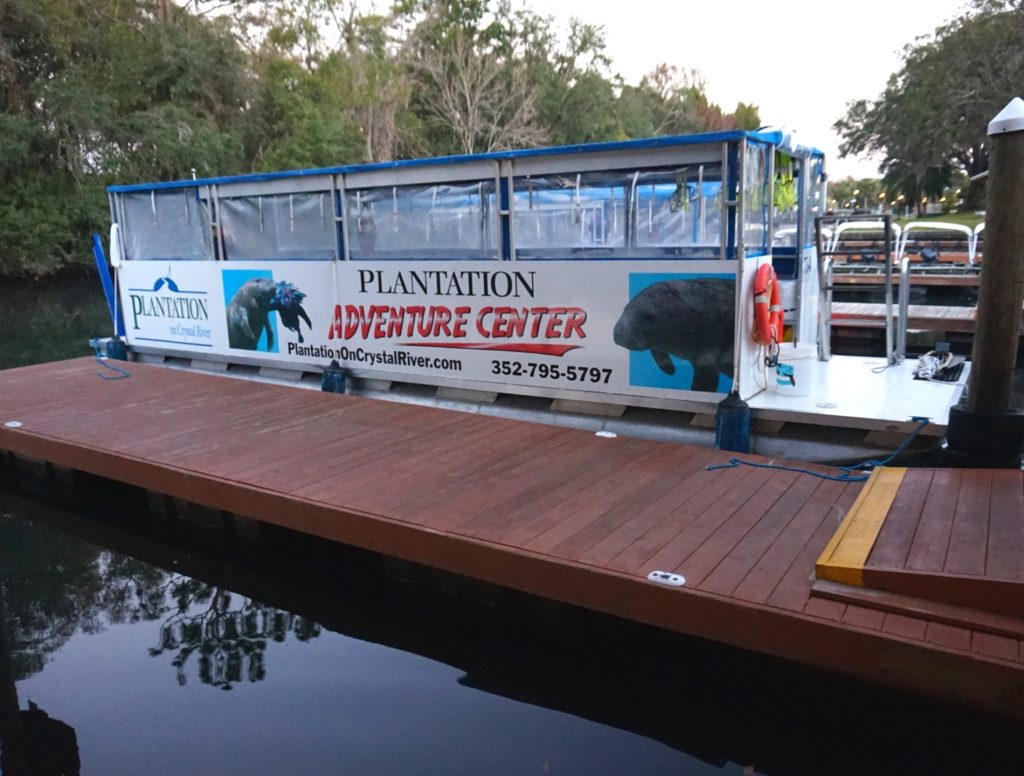One of Plantation Adventure Center's boats in Crystal River, Florida