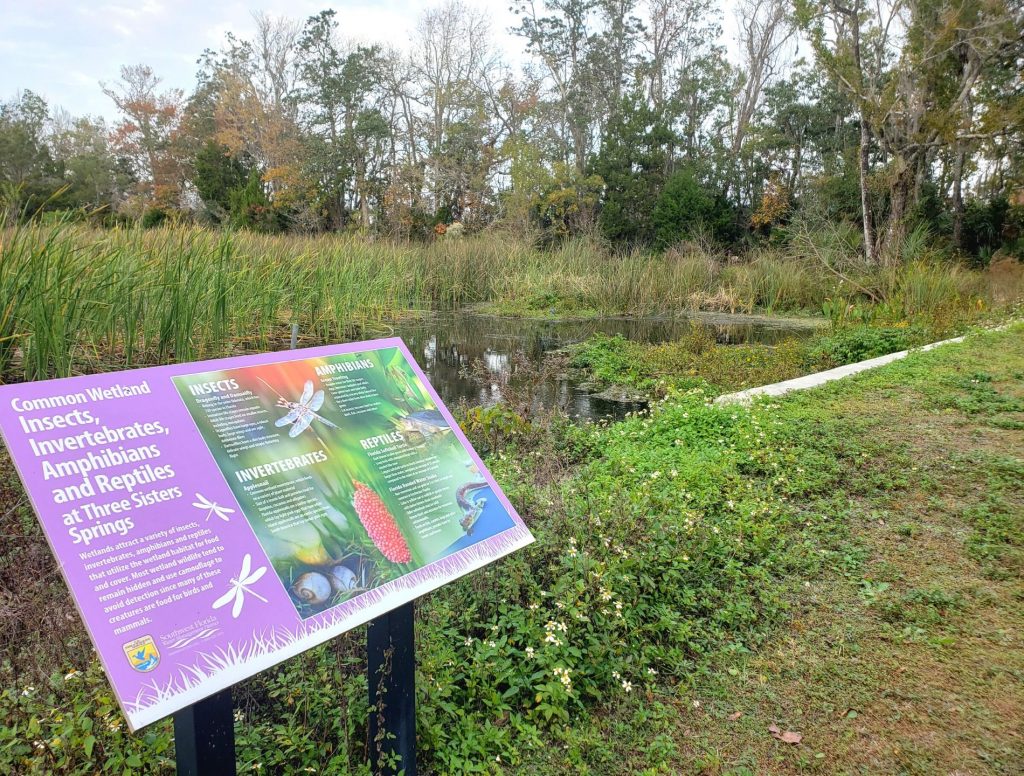 You can also walk along trails with informative placards that describe local flora and fauna