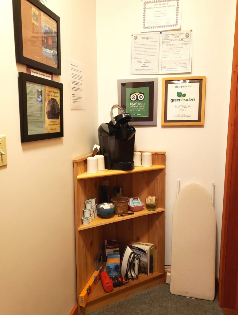 Coffee and tea station in the hallway