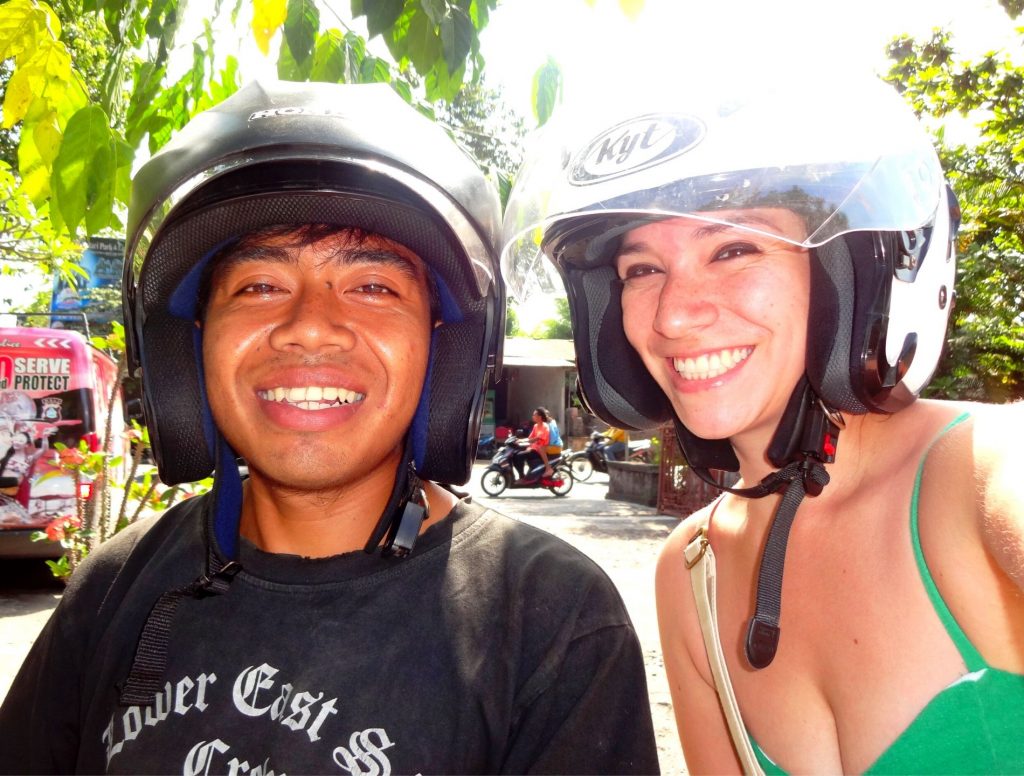 Riding on a scooter in Bali