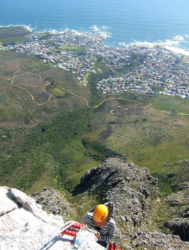 Abseiling down Table Mountain