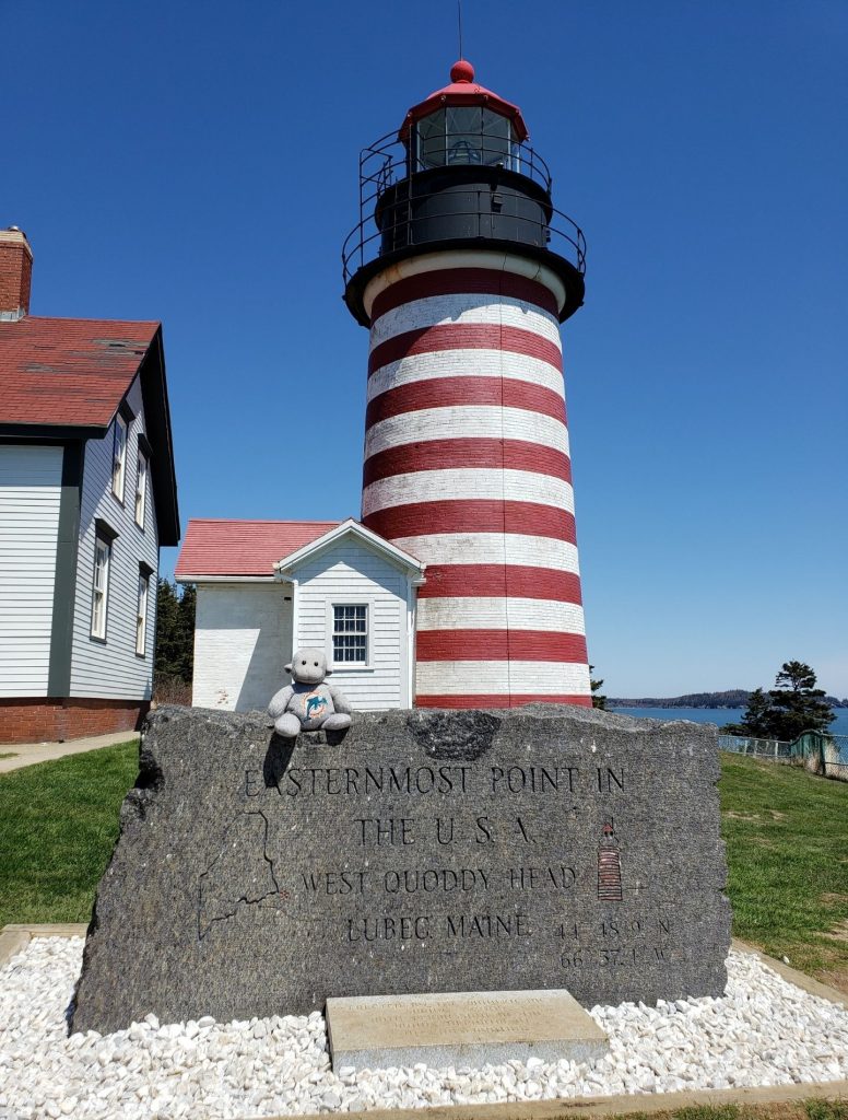 Buddy at the West Quoddy Head Lighthouse, the easternmost point of the contiguous United States