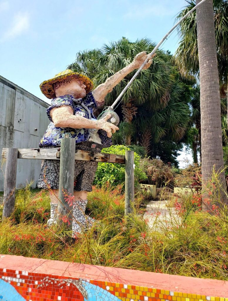 Fisherman sculpture in Cedar Key, Florida