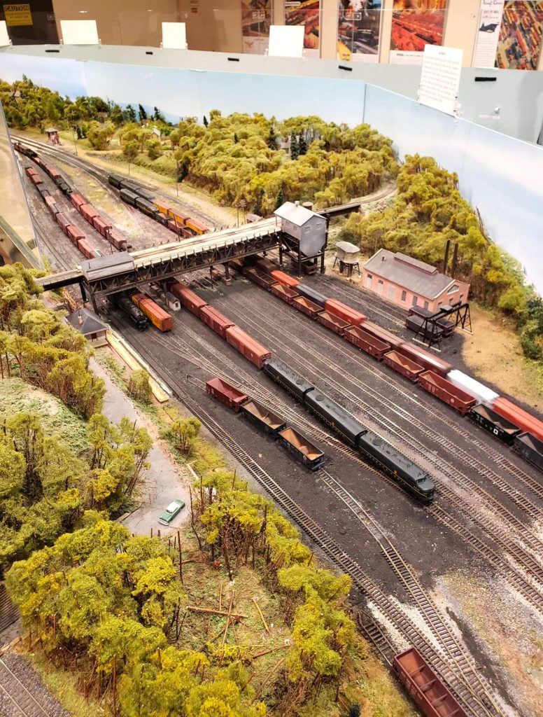 model trains inside the railroad museum of Pennsylvania